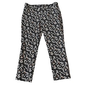 Worthington Women's Ankle Pant.  Black with Orange/Gray Circle Design.  Size 12